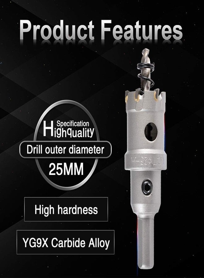 UPTODATETOOLS منشار ثقب من كربيد التنجستن بقطر 25 مم من UPTODATETOOLS، مجموعة مناشير ثقب برؤوس من كربيد التنجستن للفولاذ المقاوم للصدأ والصفائح والمعادن - Image 5